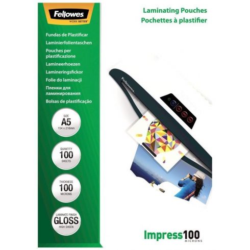 FELLOWES folija za kaširanje/ format A5/ 100 mic/ vel. 154x216 mm/ sijajni/ 100 pak.