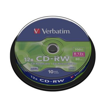 VERBATIM CD-RW80 700MB/ 8-12x/ 80 min/ 10paket/ vreteno