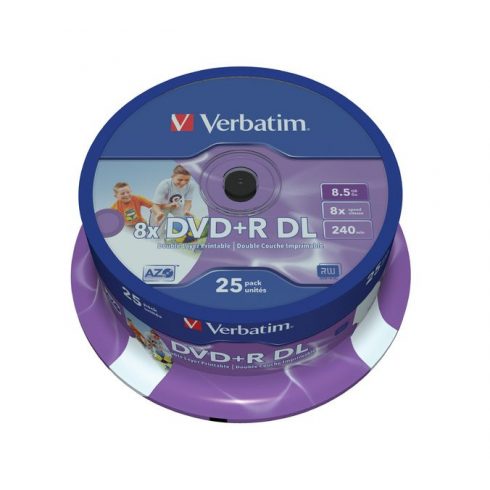 VERBATIM DVD+R DoubleLayer 8,5 GB/ 8x/ Inkjet printable/ 25pack/ vreteno