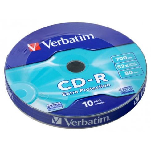 VERBATIM CD-R80 700MB/ 52x/ DODATNA ZAŠČITA WRAP/ 10pak/ škatla v razsutem stanju