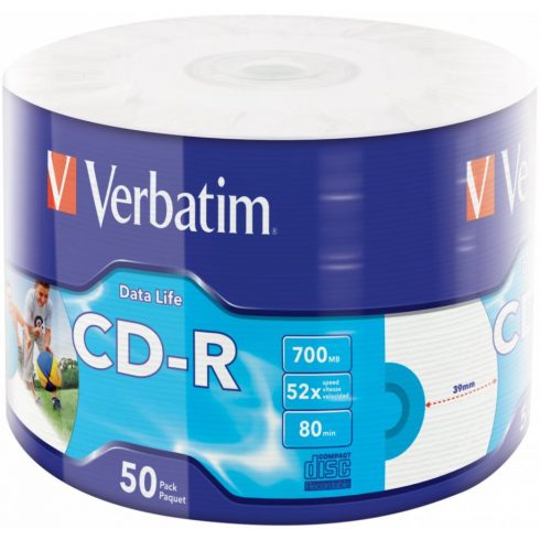 VERBATIM CD-R 700MB/ 52x/ 80min/ za tisk/ 50paket/ ovoj