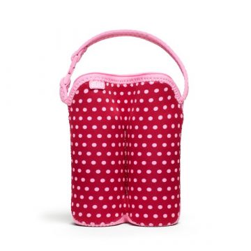   BUILT Bottle Buddy Two Bottle Tote z držalom (Baby Pink Mini Dots)