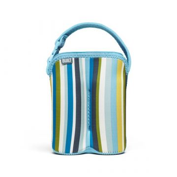   BUILT Bottle Buddy Two Bottle Tote z držalom (Baby Blue Stripe)