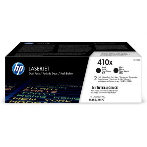 HP 410X Dvojni paket visoko zmogljivih črnih originalnih kartuš s tonerjem LaserJet