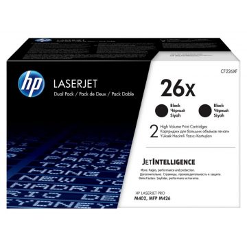   Dvojni paket originalnih črnih kartuš s tonerjem HP 26X LaserJet visoke zmogljivosti