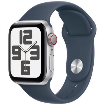   Apple Watch SE GPS + Cellular 40 mm srebrno aluminijasto ohišje s športnim pasom Storm Blue - S/M