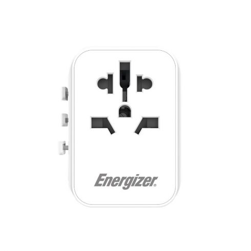 Energizer Ultimate - potovalni napajalnik EU/US/AU/UK + 2x USB-A & USB-C MFi certificiran (bel)