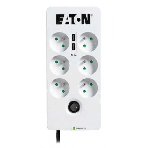 EATON prenapetostna zaščita Protection Box 6 USB FR, 6 vtičnic + 2x USB