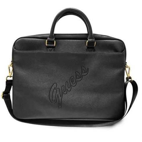 Guess Saffiano Script Computer Bag - Torba za prenosni računalnik 15 ”(črna)