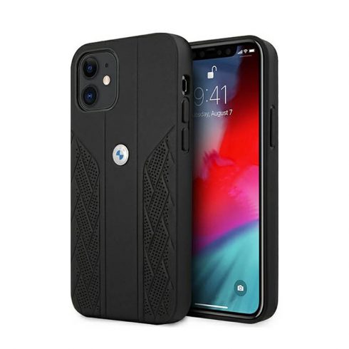 BMW Leather Curve Perforate - etui za iPhone 12 mini (črn)