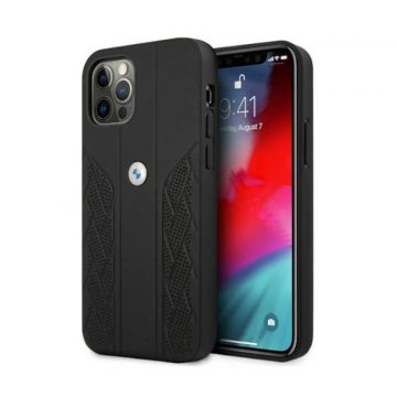   BMW Leather Curve perforate - etui za iPhone 12 / iPhone 12 Pro (črn)