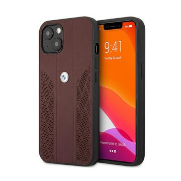   BMW Leather Curve Perforate HC - etui za iPhone 13 mini (rdeč)