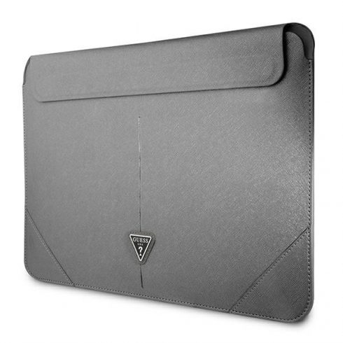 Guess Saffiano Triangle Logo Sleeve - etui za prenosni računalnik 13" / 14" (srebrna)