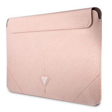   Guess Saffiano Triangle Logo Sleeve - etui za prenosni računalnik 16" (roza)