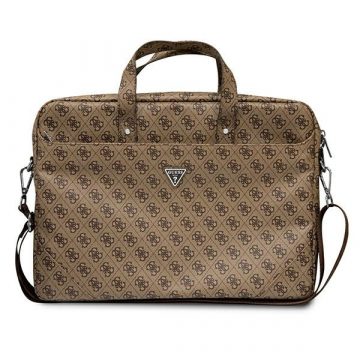   Računalniška torba Guess Saffiano 4G Triangle Logo - torba za prenosni računalnik 15 ”/ 16” (rjava)