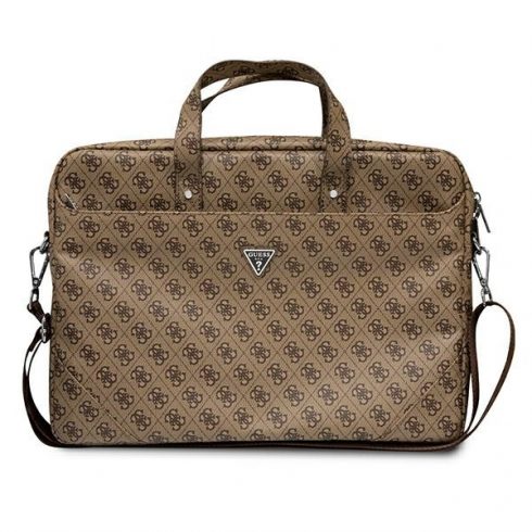 Računalniška torba Guess Saffiano 4G Triangle Logo - torba za prenosni računalnik 15 ”/ 16” (rjava)