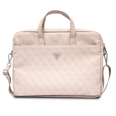 Računalniška torba Guess Saffiano 4G Triangle Logo - torba za prenosni računalnik 15 ”/ 16” (roza)