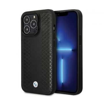 BMW Leather Diamond Pattern - etui za iPhone 14 Pro (črn)