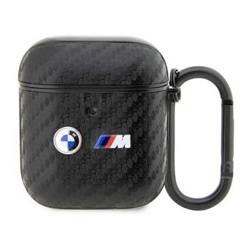   BMW Carbon Double Metal Logo - etui za AirPods 1/2 gen (črna)