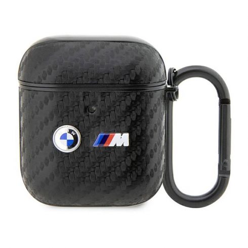 BMW Carbon Double Metal Logo - etui za AirPods 1/2 gen (črna)