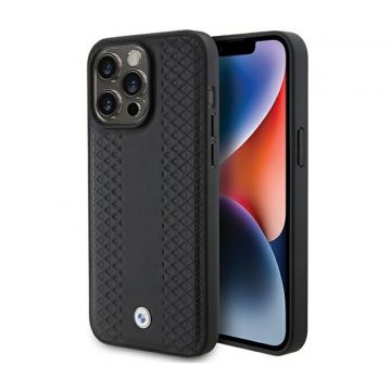   BMW Leather Diamond Pattern - etui za iPhone 15 Pro Max (črn)