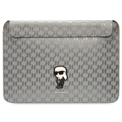 Karl Lagerfeld NFT Saffiano Monogram Ikonik Karl Sleeve - 14" torbica za prenosnik (srebrna)