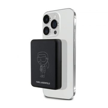   Karl Lagerfeld NFT Outline Ikonik MagSafe - Induction Power Bank 5000 mAh 15W MagSafe (črna)