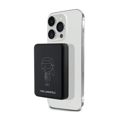 Karl Lagerfeld NFT Outline Ikonik MagSafe - Induction Power Bank 5000 mAh 15W MagSafe (črna)