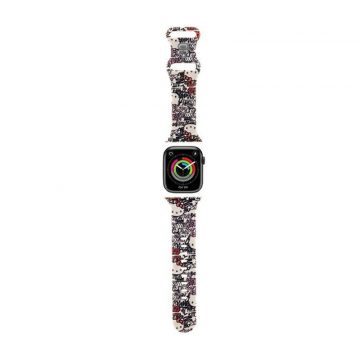   Hello Kitty Silicone Tags Graffiti - Pašček za Apple Watch 38/40/41 mm (bež)