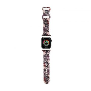   Hello Kitty Silicone Tags Graffiti - Pašček za Apple Watch 38/40/41 mm (roza)