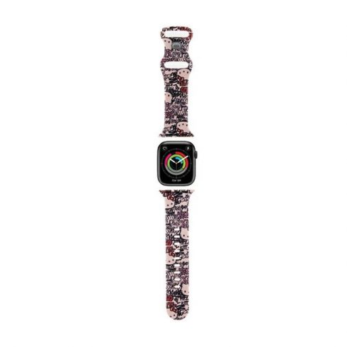 Hello Kitty Silicone Tags Graffiti - Pašček za Apple Watch 38/40/41 mm (roza)