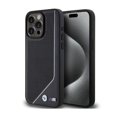 BMW Perforated Twisted Line MagSafe - etui za iPhone 15 Pro (črn)