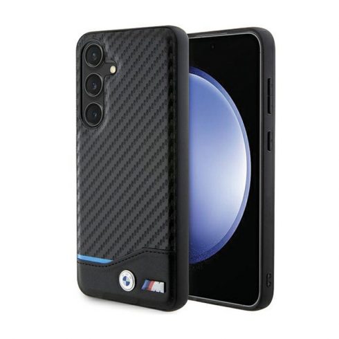 BMW Leather Carbon Blue Line - etui za Samsung Galaxy S24 (črn)