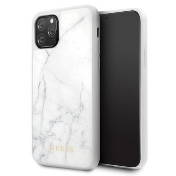   Guess Marble Tempered Glass Hardcase - etui iPhone 11 Pro (bel)