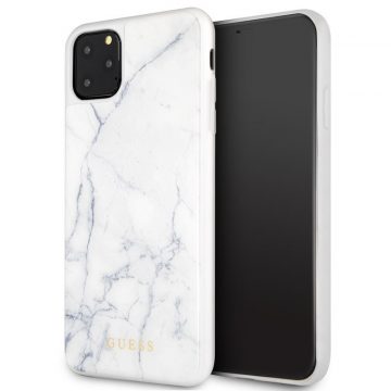   Guess Marble Tempered Glass Hardcase - ovitek za iPhone 11 Pro Max (bel)