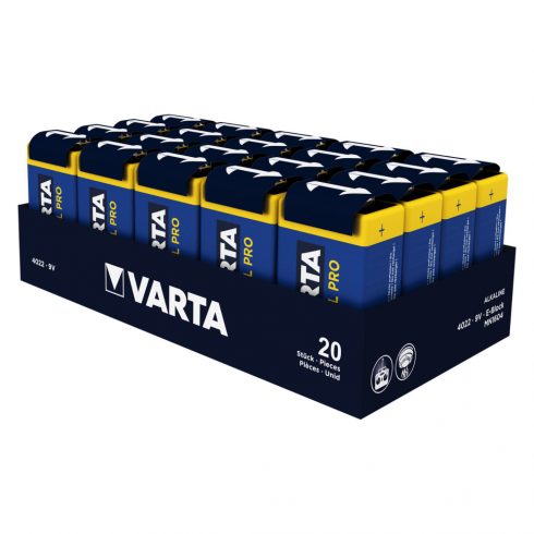 20x R9V 6LR61 9V alkalne industrijske baterije Varta