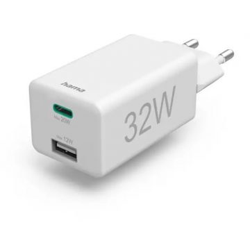 HAMA hitri USB polnilec USB-C PD/QC, USB-A, 32 W