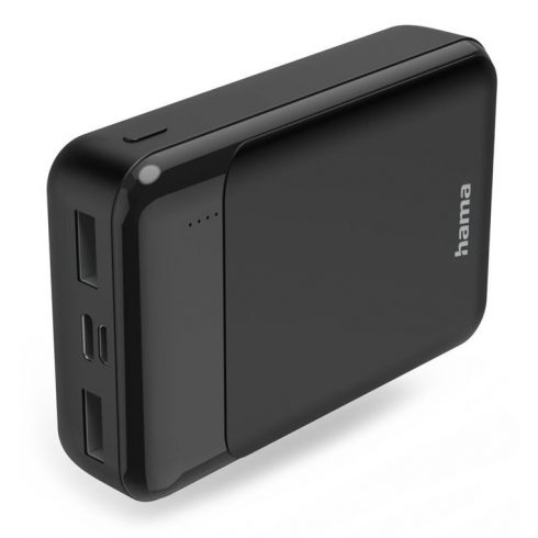 HAMA power bank Eco Power 10, 10000 mAh, 2 A, 2 izhoda: 2x USB-A, mikro USB/USB-C vhod, črna