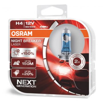   Osram H4 halogenske žarnice 12v 60/55w p43t night breaker laser +150% /2 kom/