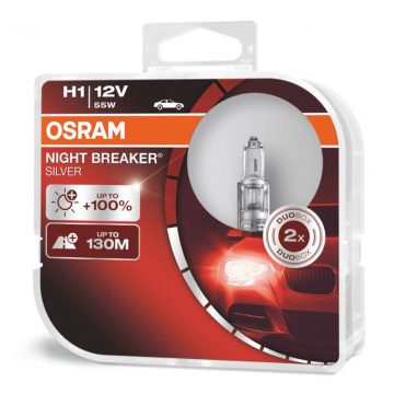   Halogenske žarnice Osram H1 12V 55W P14.5S Night Breaker Silver +100% /2 kom/