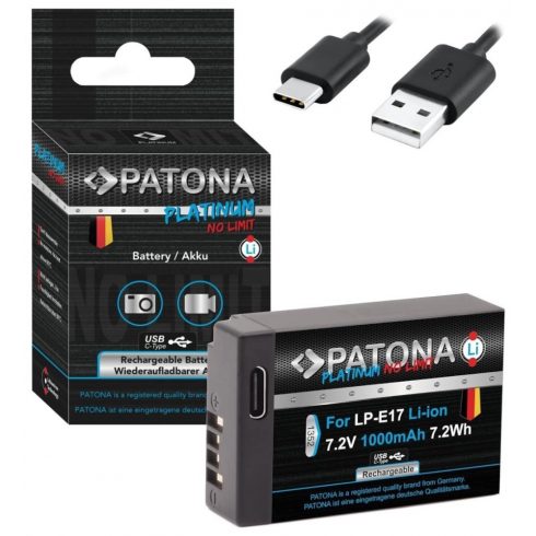 PATONA baterija za foto Canon LP-E17 1000mAh Li-Ion Platinum USB-C polnilna