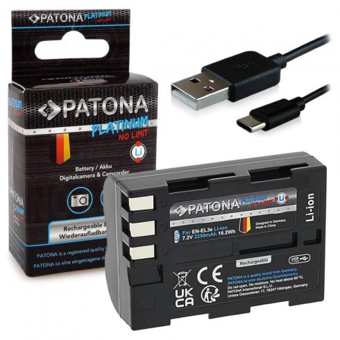 PATONA baterija za foto Nikon EN-EL3E 2250mAh Li-Ion Platinum USB-C polnjenje