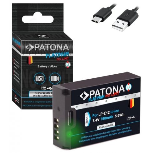 PATONA baterija za foto Canon LP-E12 750mAh Li-Ion Platinum USB-C polnilna