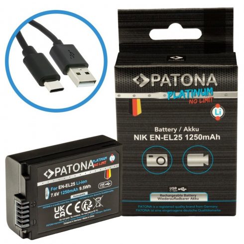 PATONA baterija za foto Nikon EN-EL25 1250mAh Li-Ion Platinum USB-C polnjenje