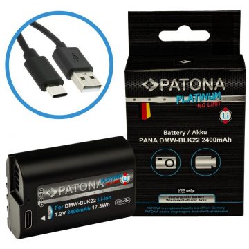   PATONA baterija za digitalni fotoaparat Panasonic DMW-BLK22 2400mAh Li-Ion Platinum USB-C polnilna