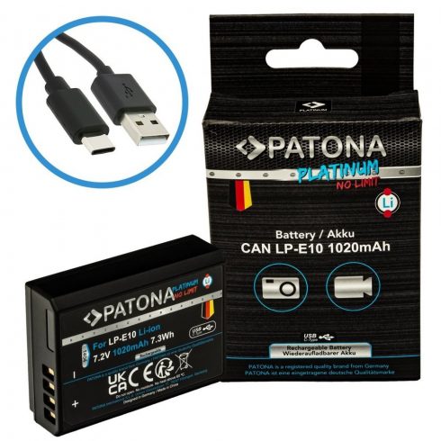 PATONA baterija za foto Canon LP-E10 1020mAh Li-Ion Platinum USB-C polnilna