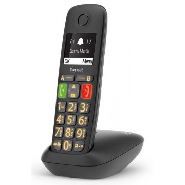   SIEMENS GIGASET E290 - DECT/GAP brezžični telefon, osvetljeni gumbi, varuška, barva črna