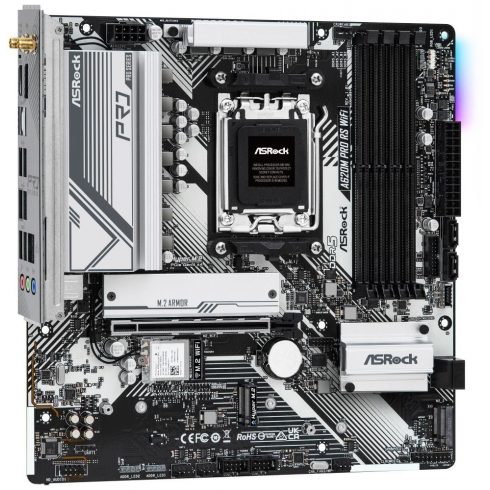 ASRock A620M Pro RS WiFi / AMD A620 / AM5 / 4x DDR5 DIMM / 3x M.2 / HDMI / DP / USB-C / WiFi / mATX