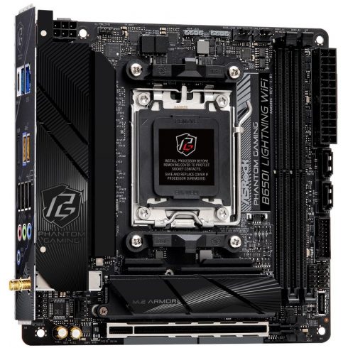 ASRock B650I Lightning WiFi / AMD B650 / AM5 / 2x DDR5 DIMM / 2x M.2 / HDMI / USB-C / WiFi / Mini-ITX