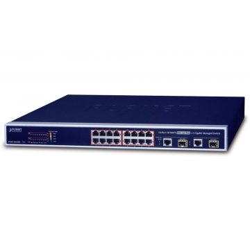   Stikalo Planet FGSW-1816HPS L2, 16x100Mb, 2x1Gb SFP, 16x PoE 802.3at 220W